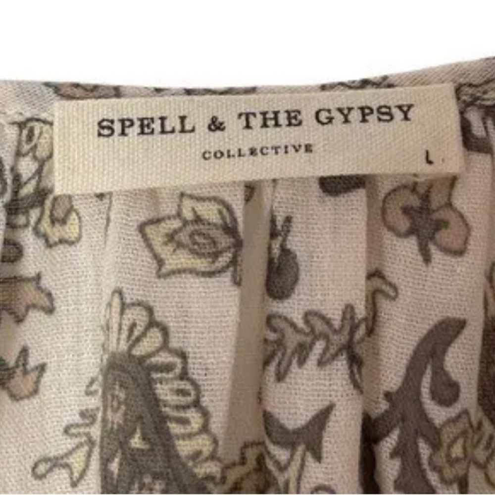 SPELL & THE GYPSY COLLECTIVE Women’s Ivory Paisley Ash Blouse Size L OVERSIZED - Picture 4 of 8